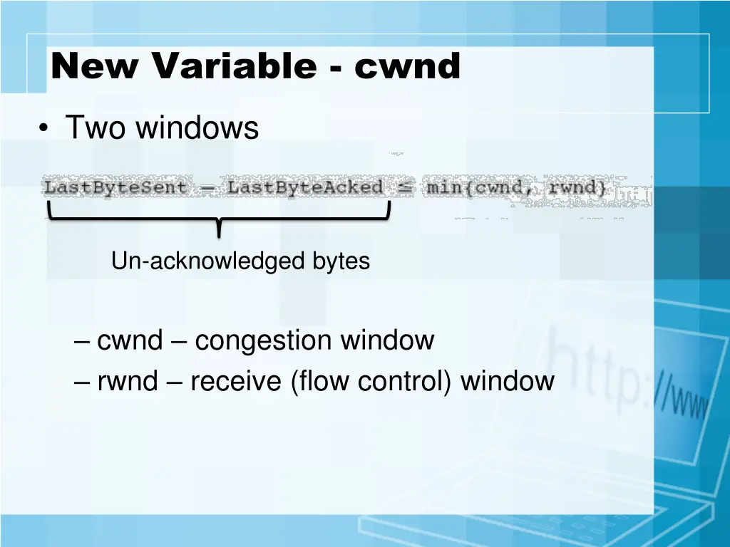 new variable cwnd