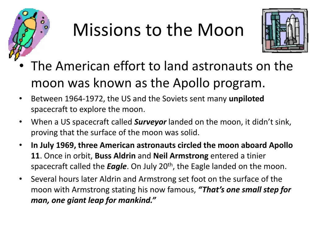 missions to the moon