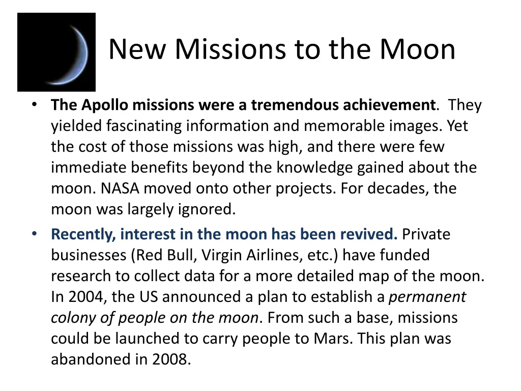 new missions to the moon