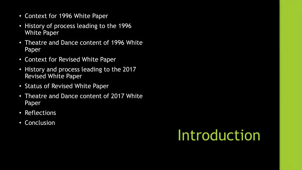 context for 1996 white paper history of process