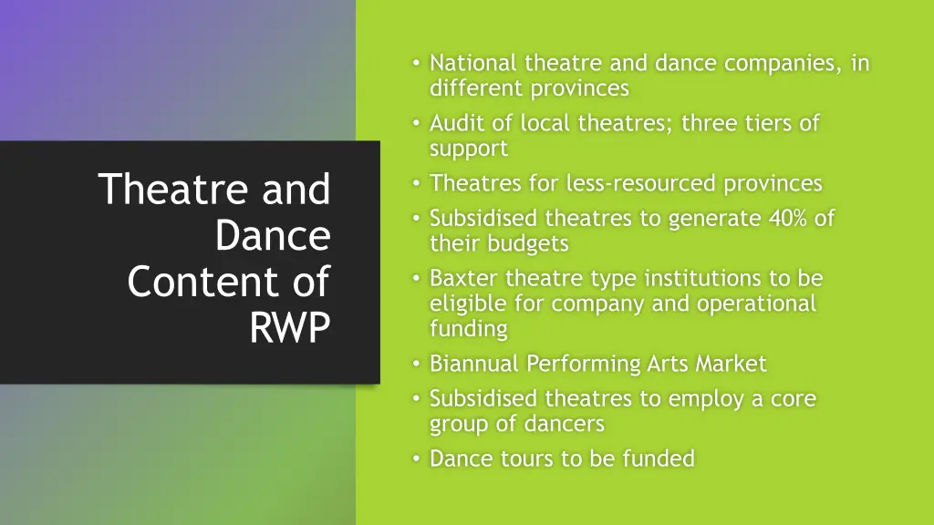 national theatre and dance companies in different