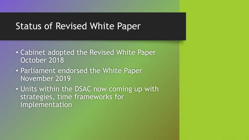 status of revised white paper