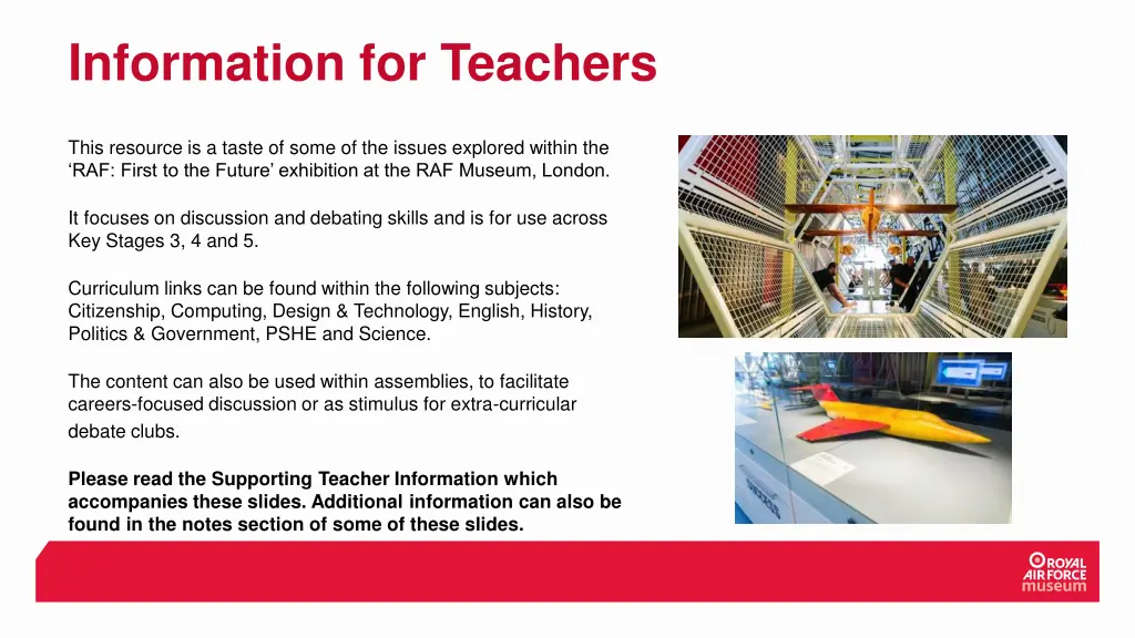 information for teachers