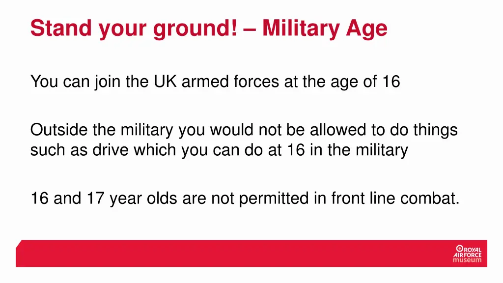 stand your ground military age