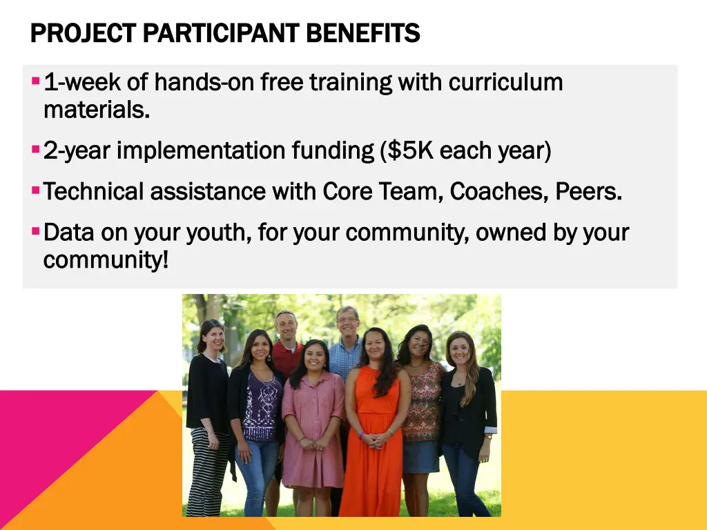 project participant benefits project participant