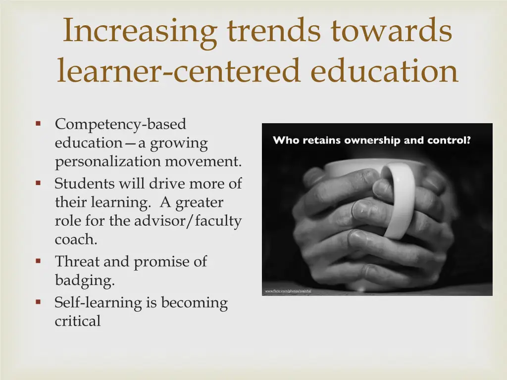 increasing trends towards learner centered