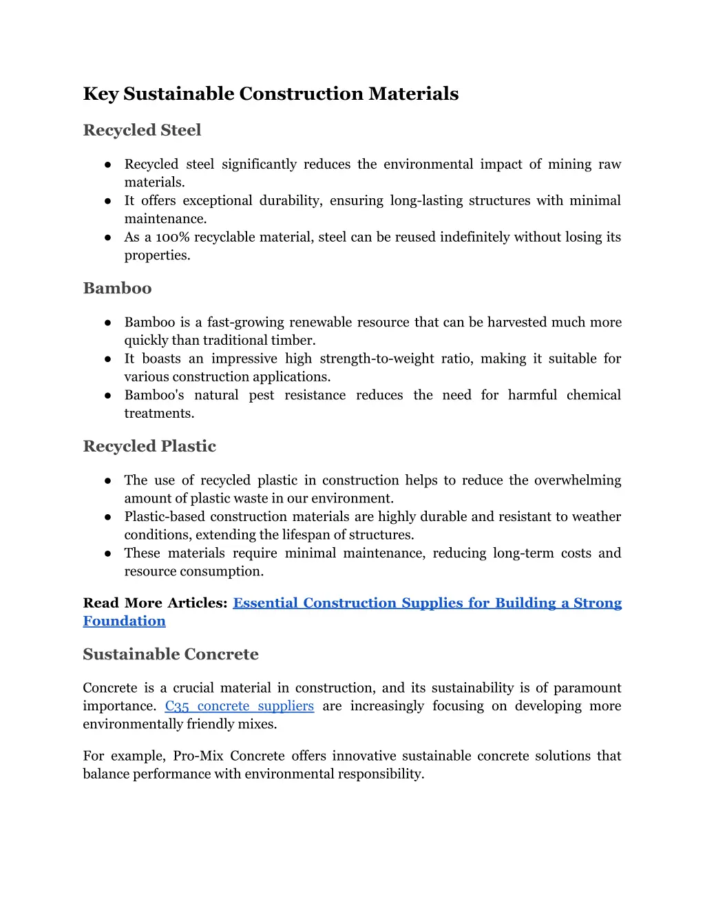 key sustainable construction materials