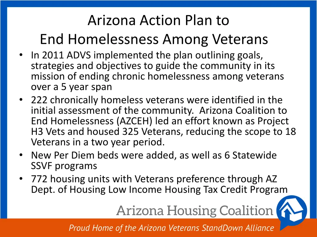 arizona action plan to end homelessness among