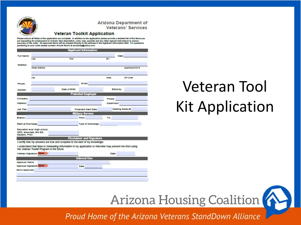 veteran tool kit application