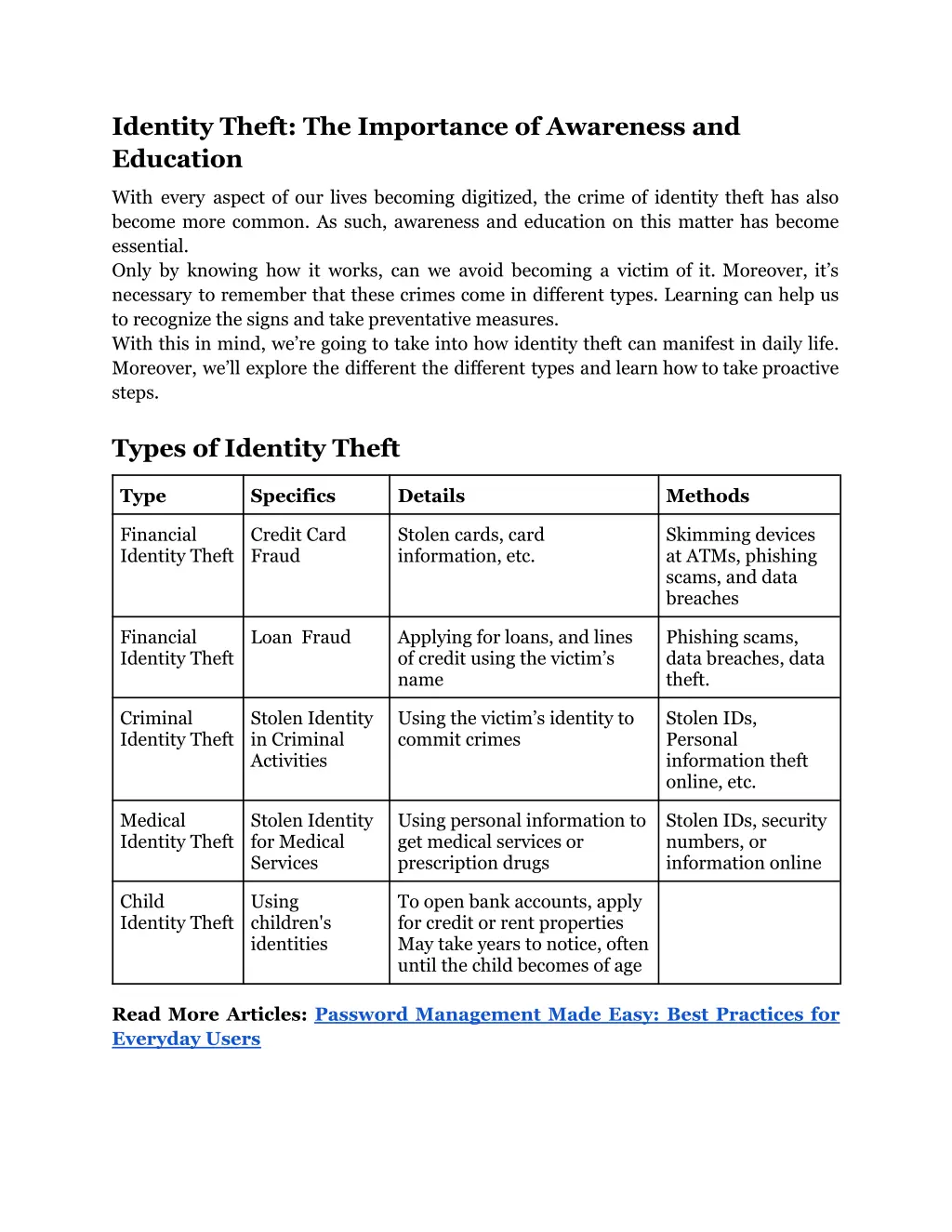 identity theft the importance of awareness