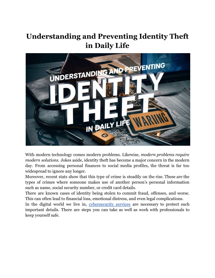 understanding and preventing identity theft