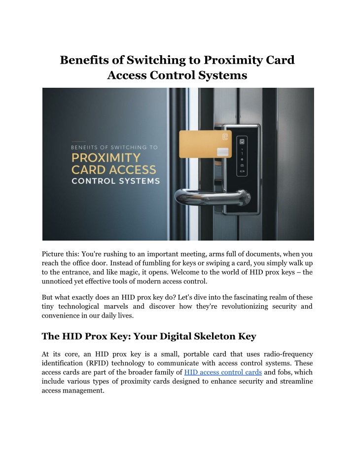 benefits of switching to proximity card access