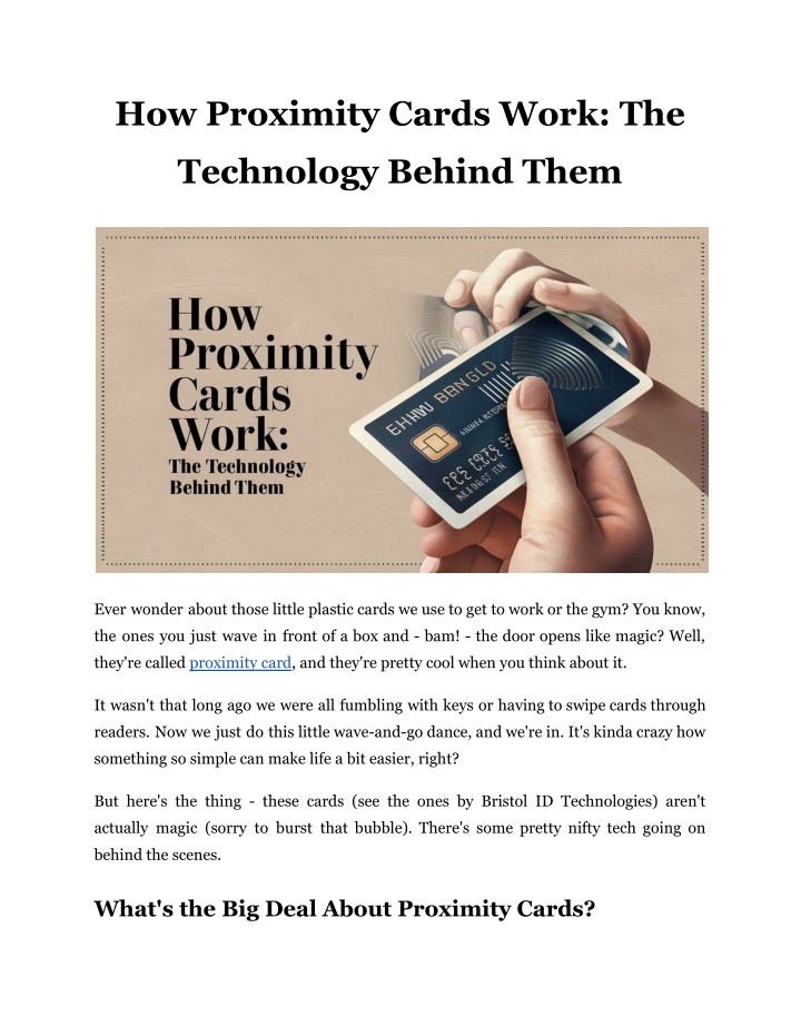 how proximity cards work the