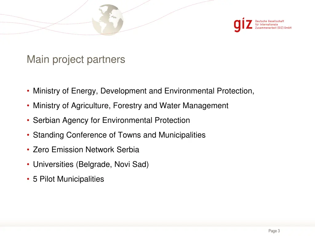 main project partners