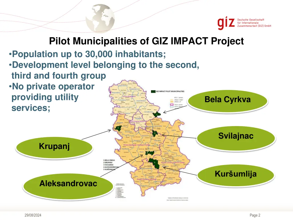 pilot municipalities of giz impact project