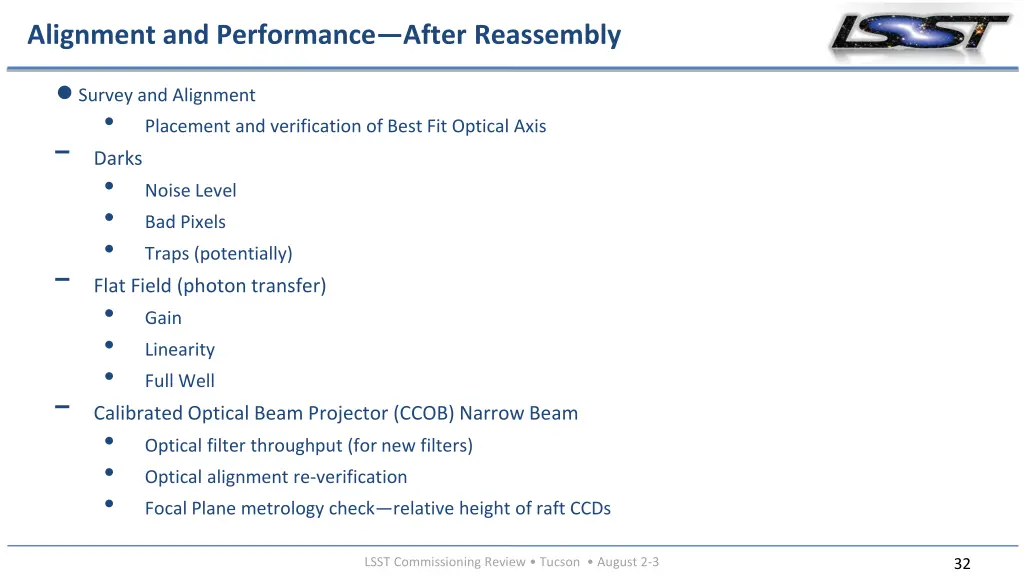 alignment and performance after reassembly