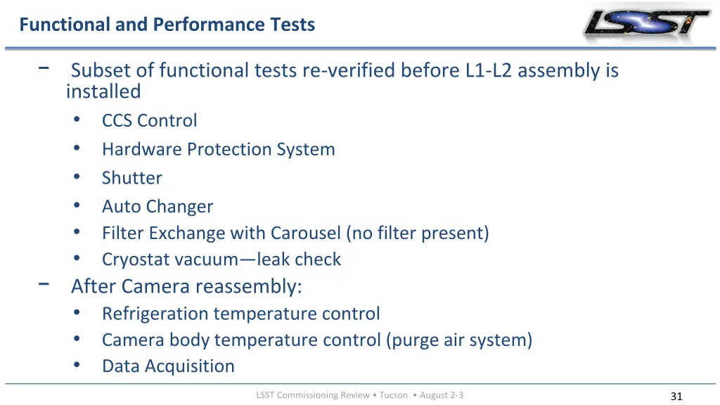 functional and performance tests