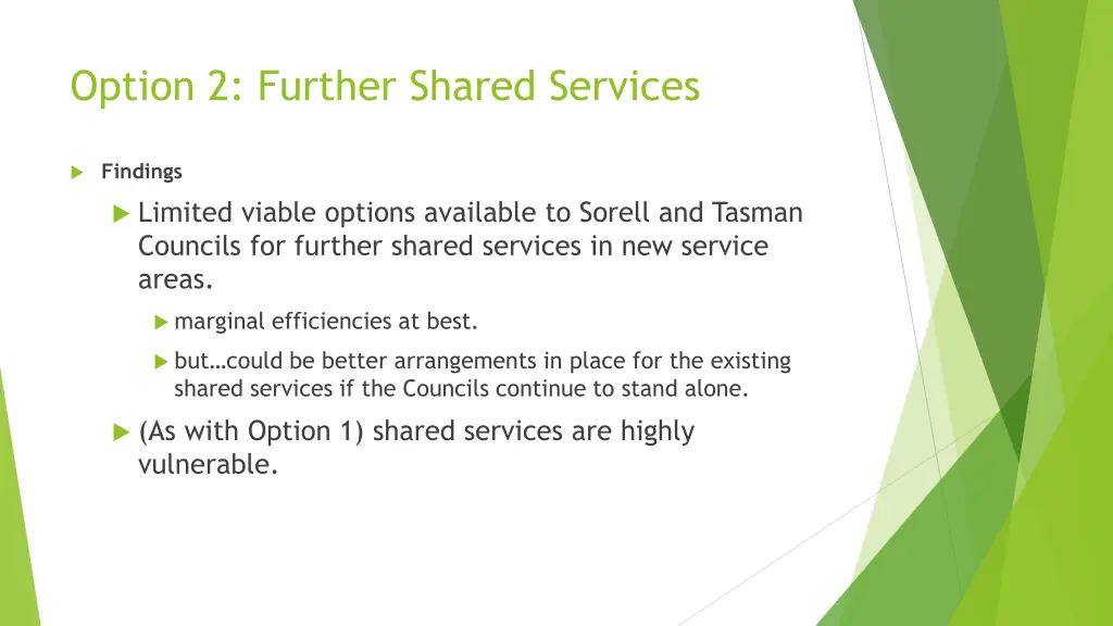 option 2 further shared services