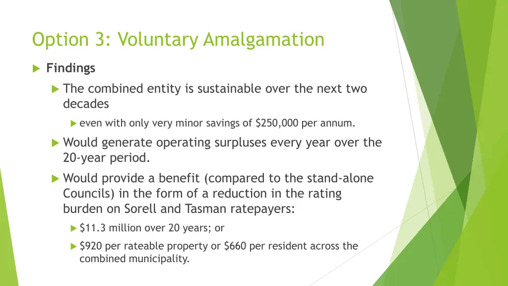 option 3 voluntary amalgamation