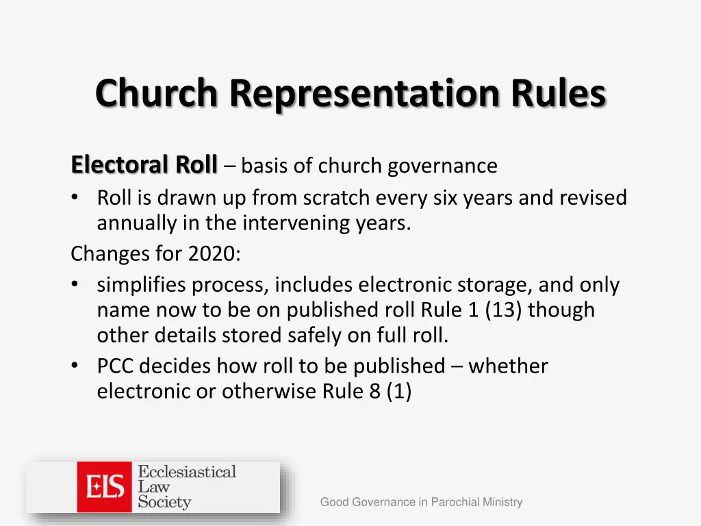 church representation rules