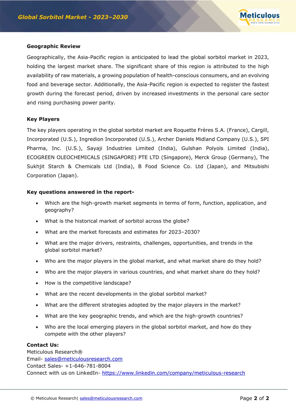 global sorbitol market 2023 2030 1
