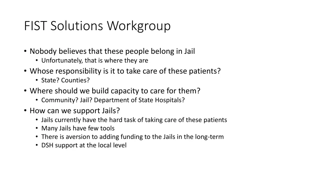 fist solutions workgroup