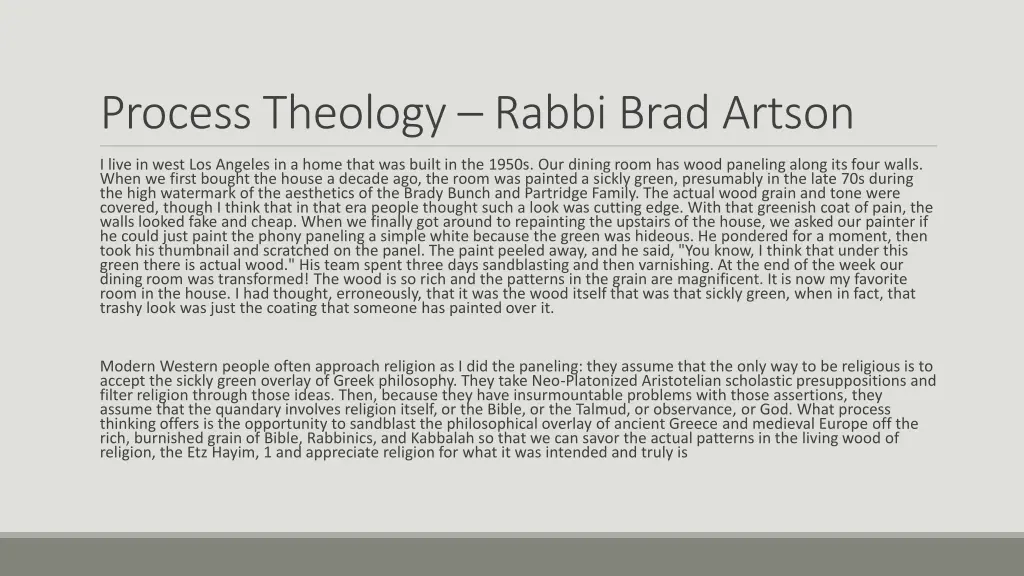 process theology rabbi brad artson