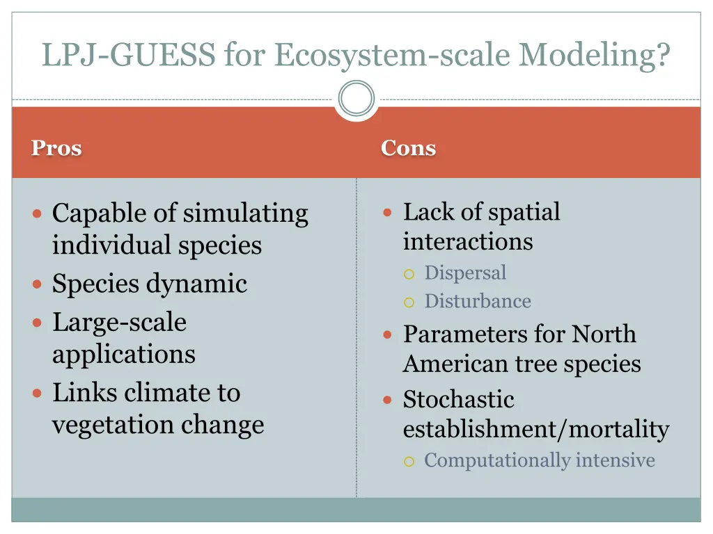 lpj guess for ecosystem scale modeling