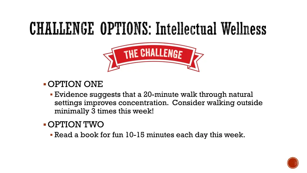 challenge options intellectual wellness