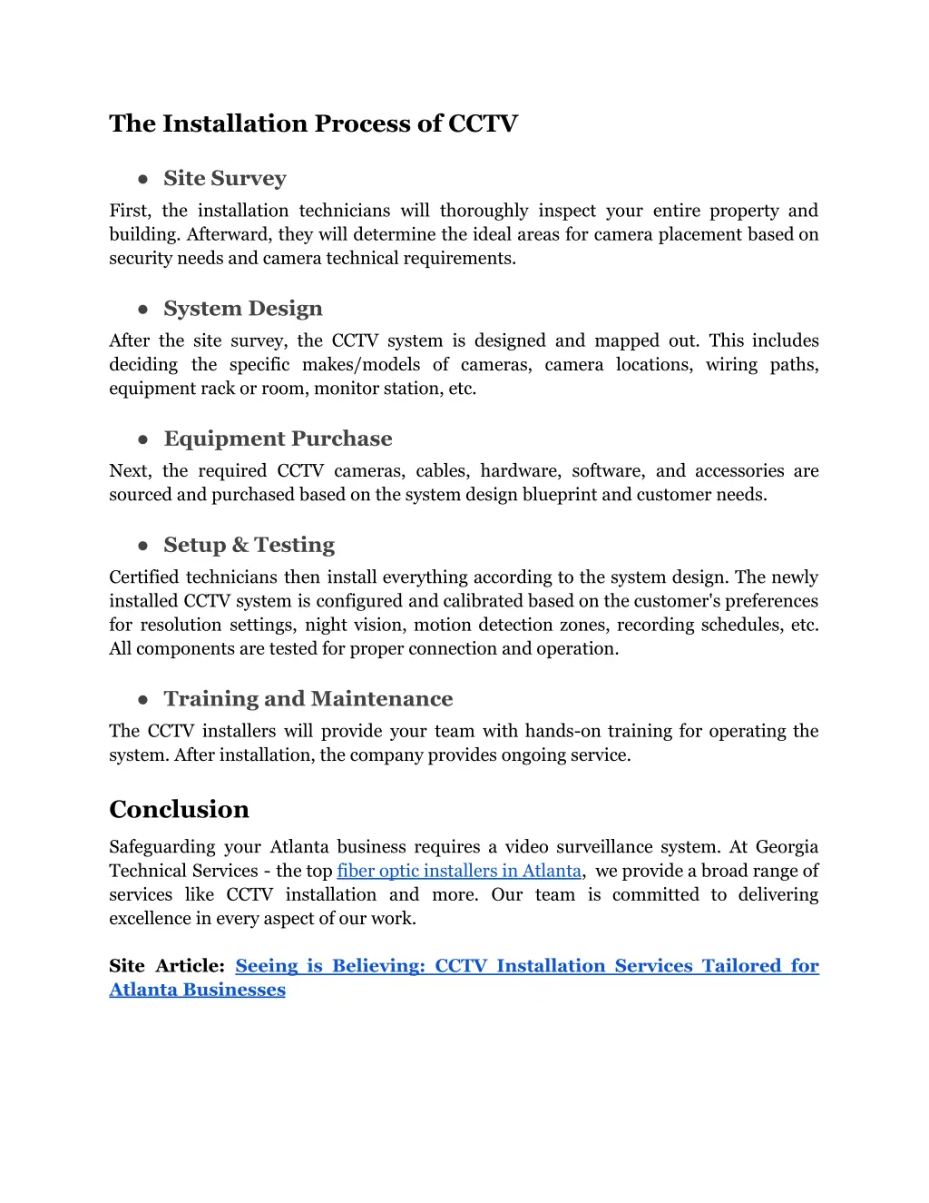 the installation process of cctv