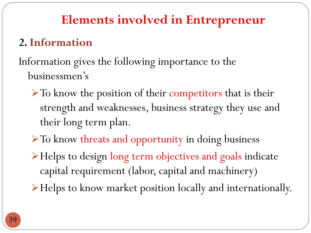 elements involved in entrepreneur 2