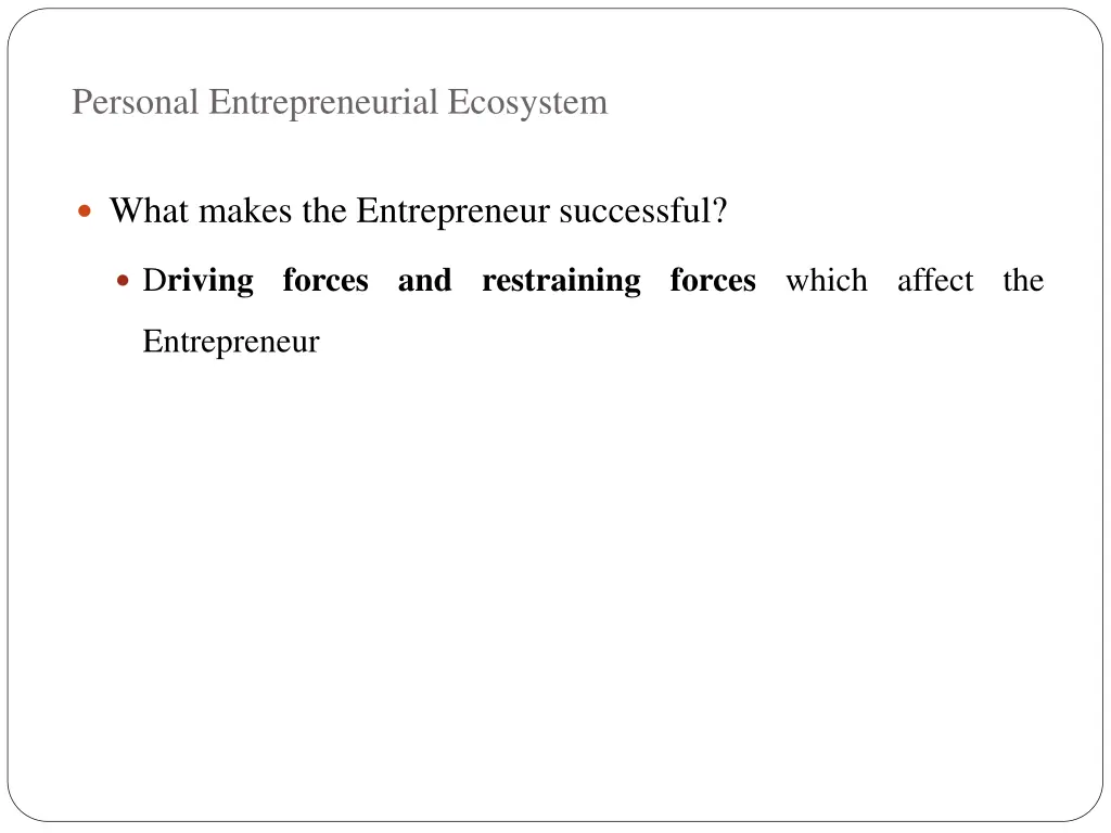 personal entrepreneurial ecosystem