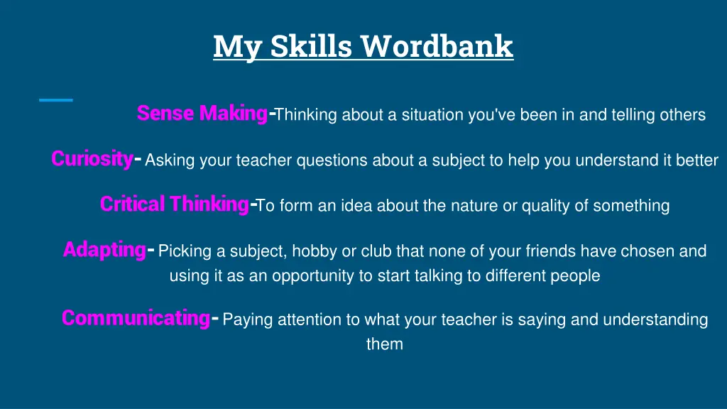 my skills wordbank