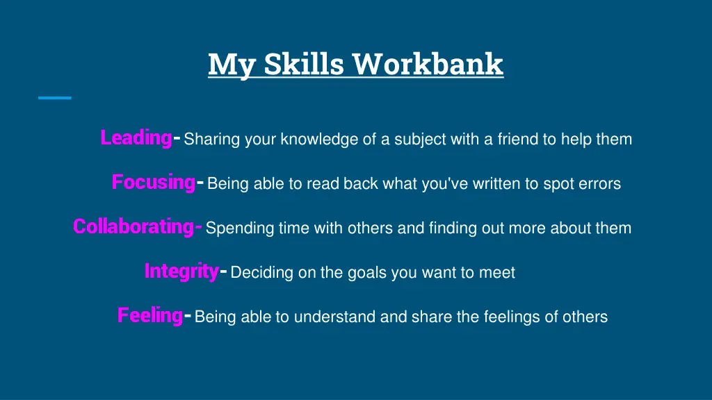 my skills workbank