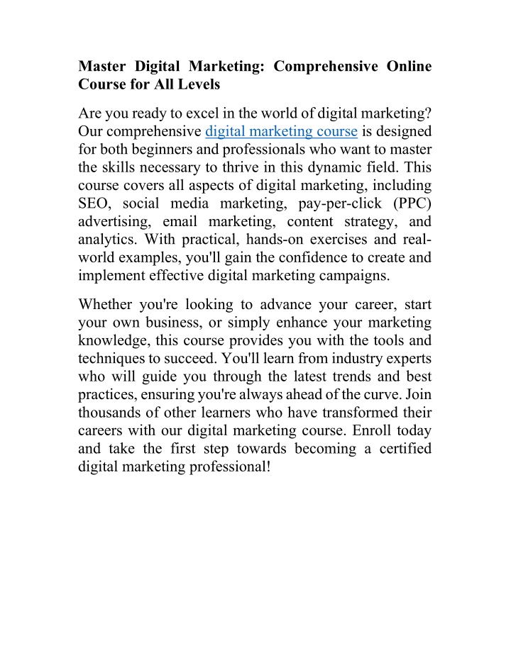 master digital marketing comprehensive online