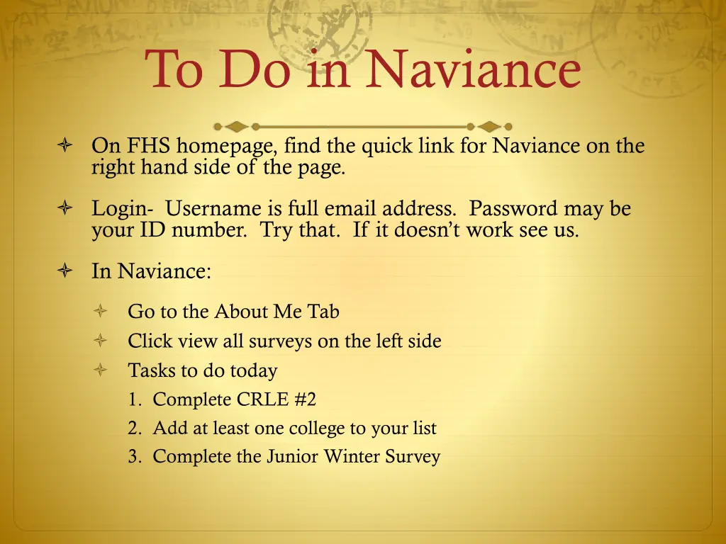 to do in naviance