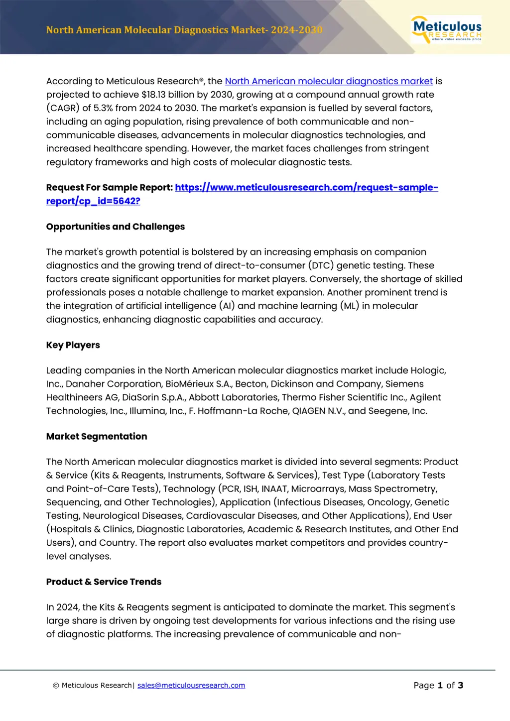 north american molecular diagnostics market 2024