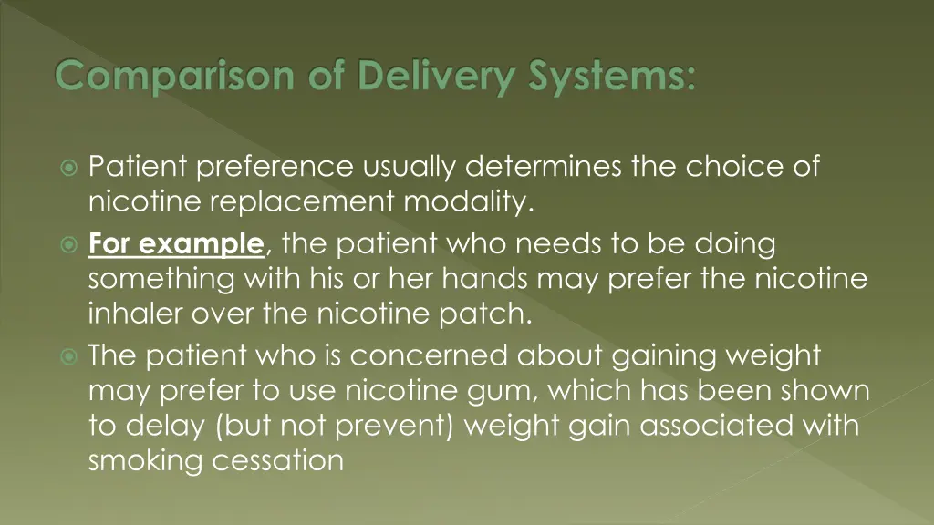 comparison of delivery systems