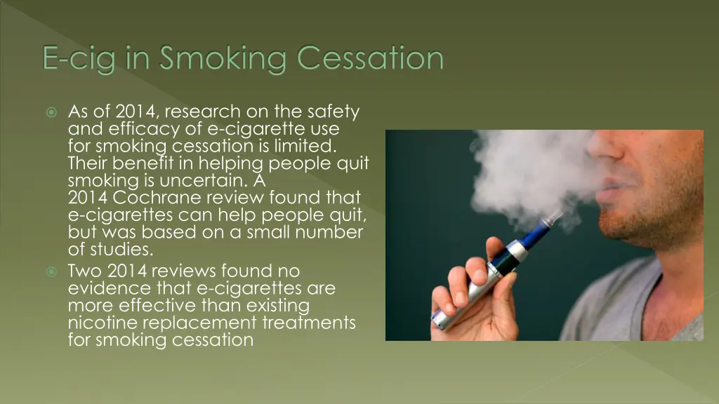 e cig in smoking cessation