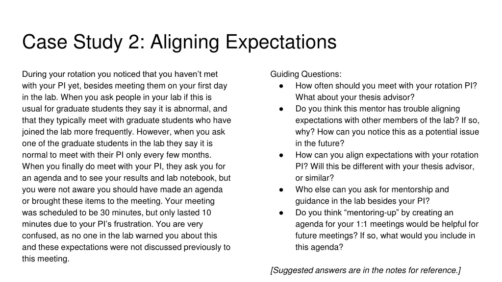 case study 2 aligning expectations