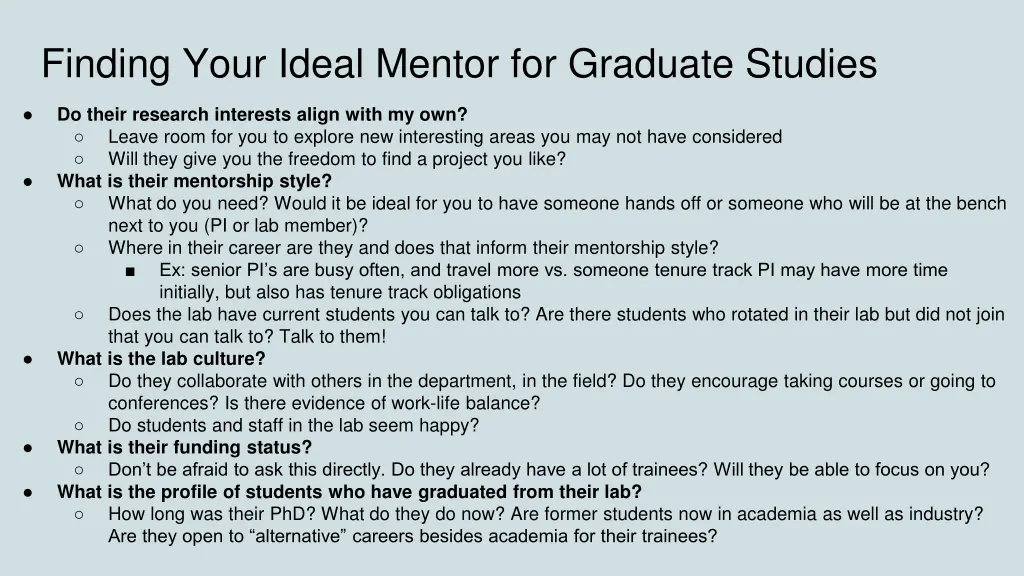 finding your ideal mentor for graduate studies