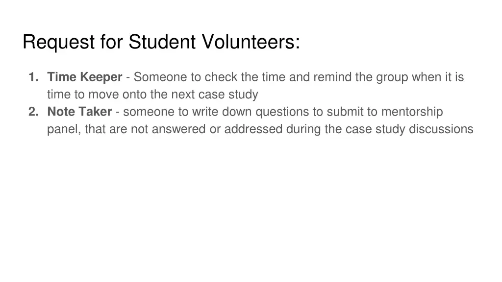 request for student volunteers