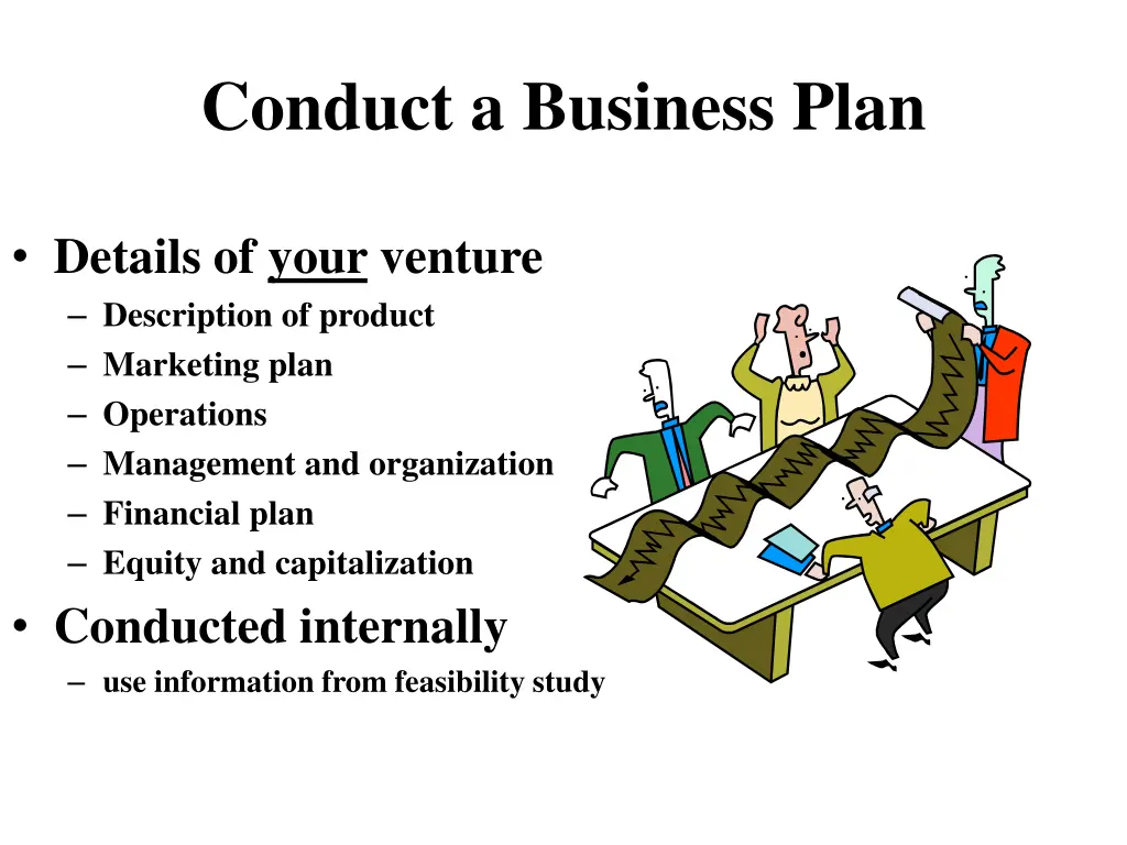 conduct a business plan