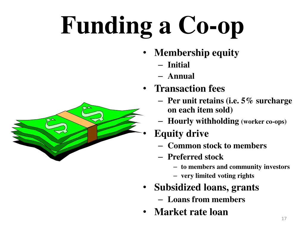 funding a co op