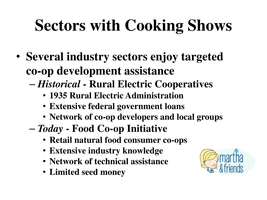 sectors with cooking shows