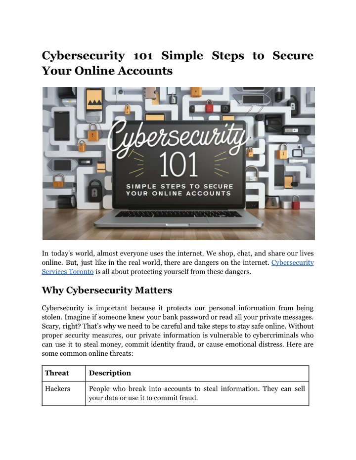 cybersecurity 101 simple steps to secure your