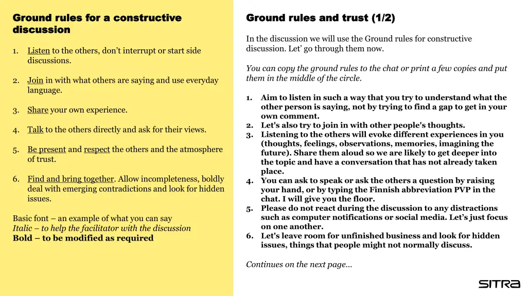 ground rules for a constructive ground rules