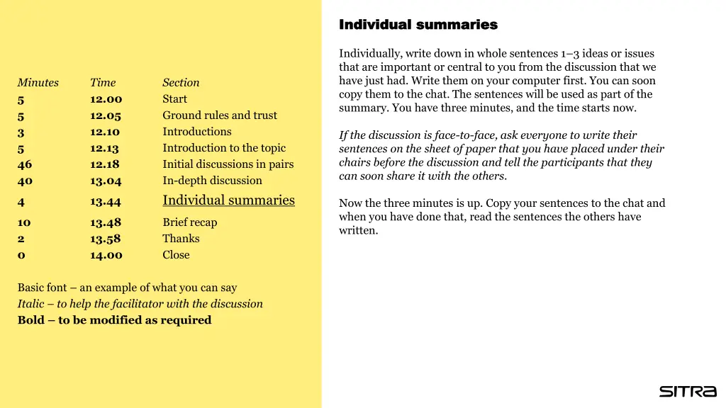 individual individual summaries summaries