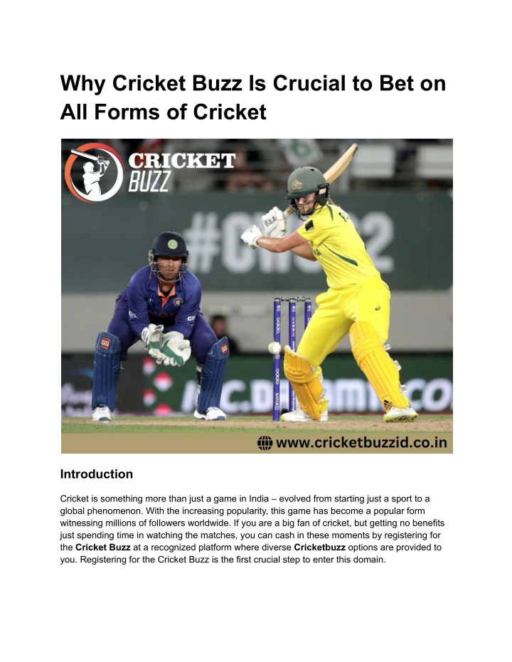 why cricket buzz is crucial to bet on all forms