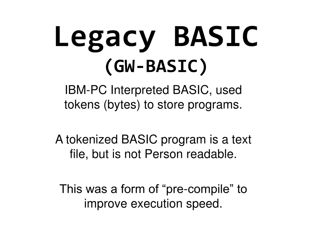 legacy basic gw basic ibm pc interpreted basic